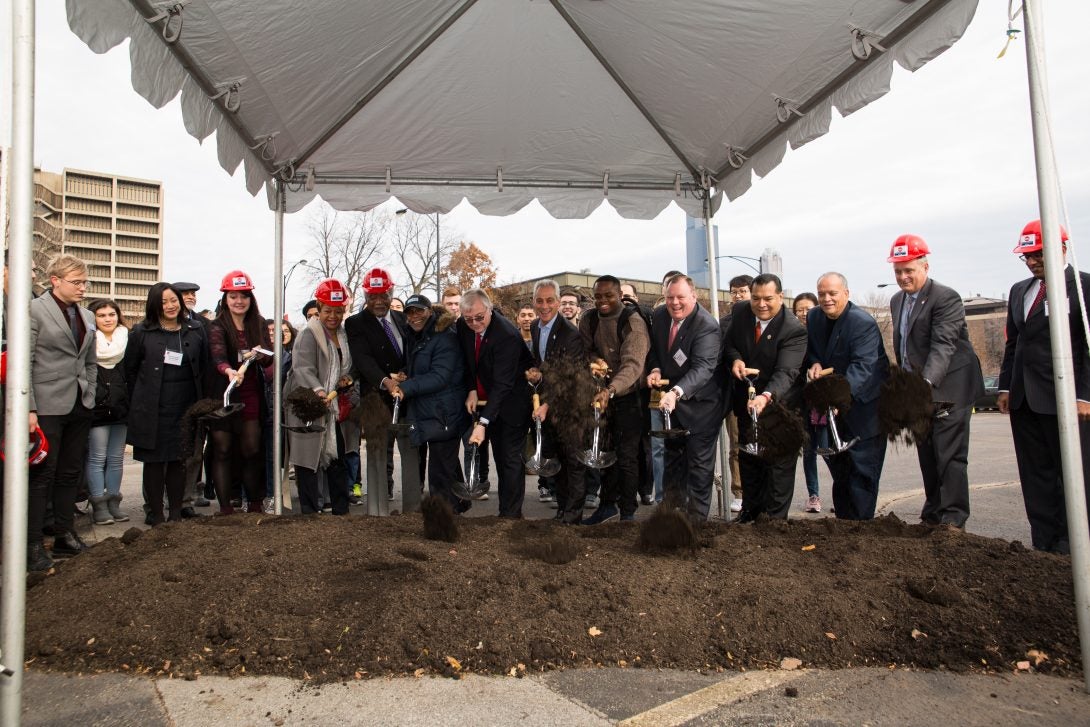 breaking ground on the new buildings